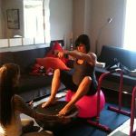 29 weeks Front and Lateral 3lb arm raise with stability ball and BOSU, with the strong & stunning Alison Hamilton